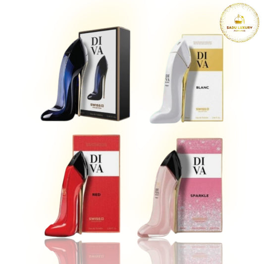 SET 4 DIVAS BLACK, RED, BLANC AND SPARKLE 3.4 Oz EDP