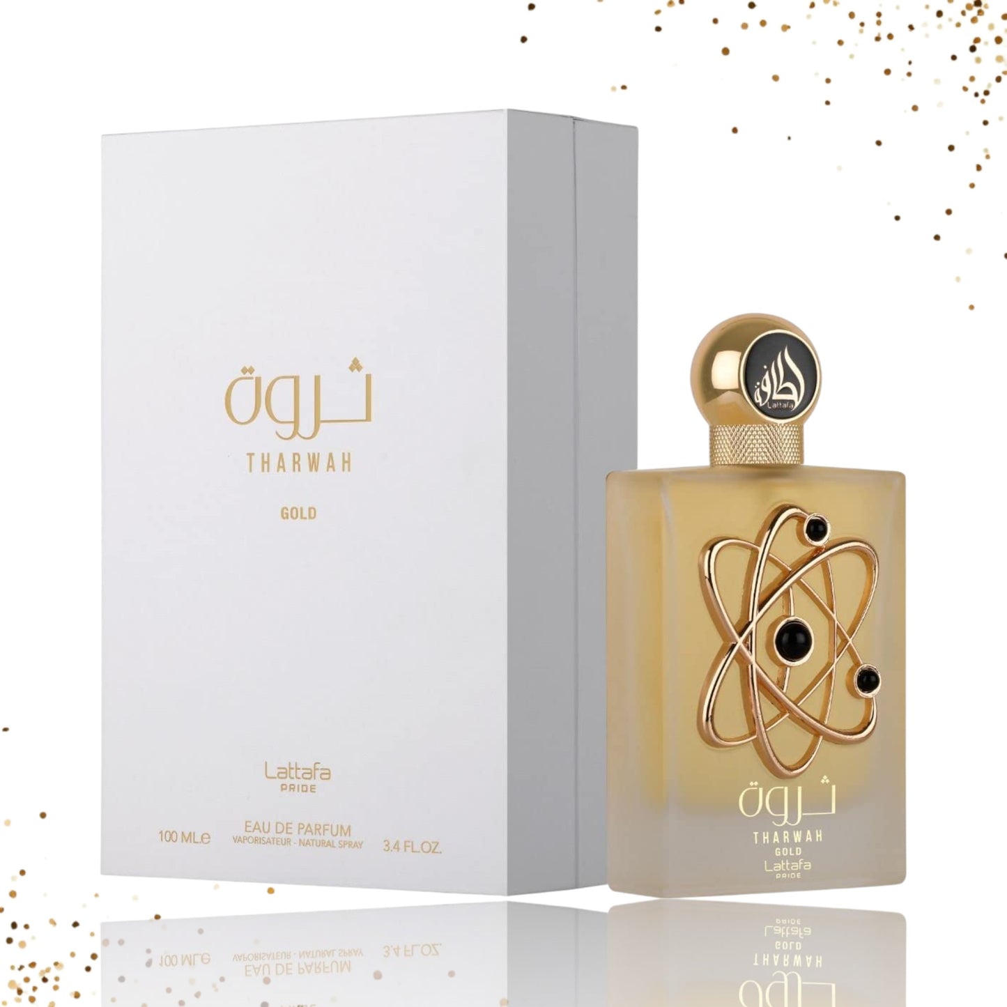 Tharwah Gold for Unisex Eau de Parfum Spray, 3.4 Ounce